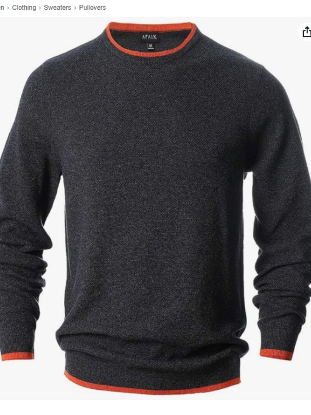 AFAIK Sweater Size XL US Dark Gray Crew Neck 100% Cotton